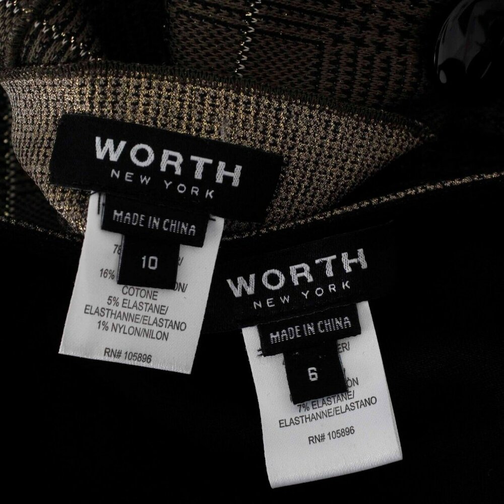 Worth $648 Sz 6 Gold Black Doubleface Laminated Cotton Poly Blazer Dress - Picture 8 of 10